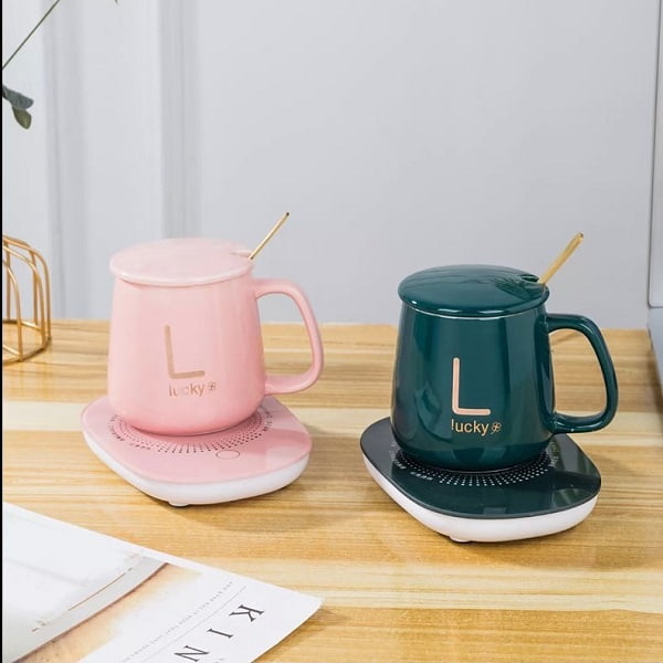 Mug céramique avec chauffe tasse électrique